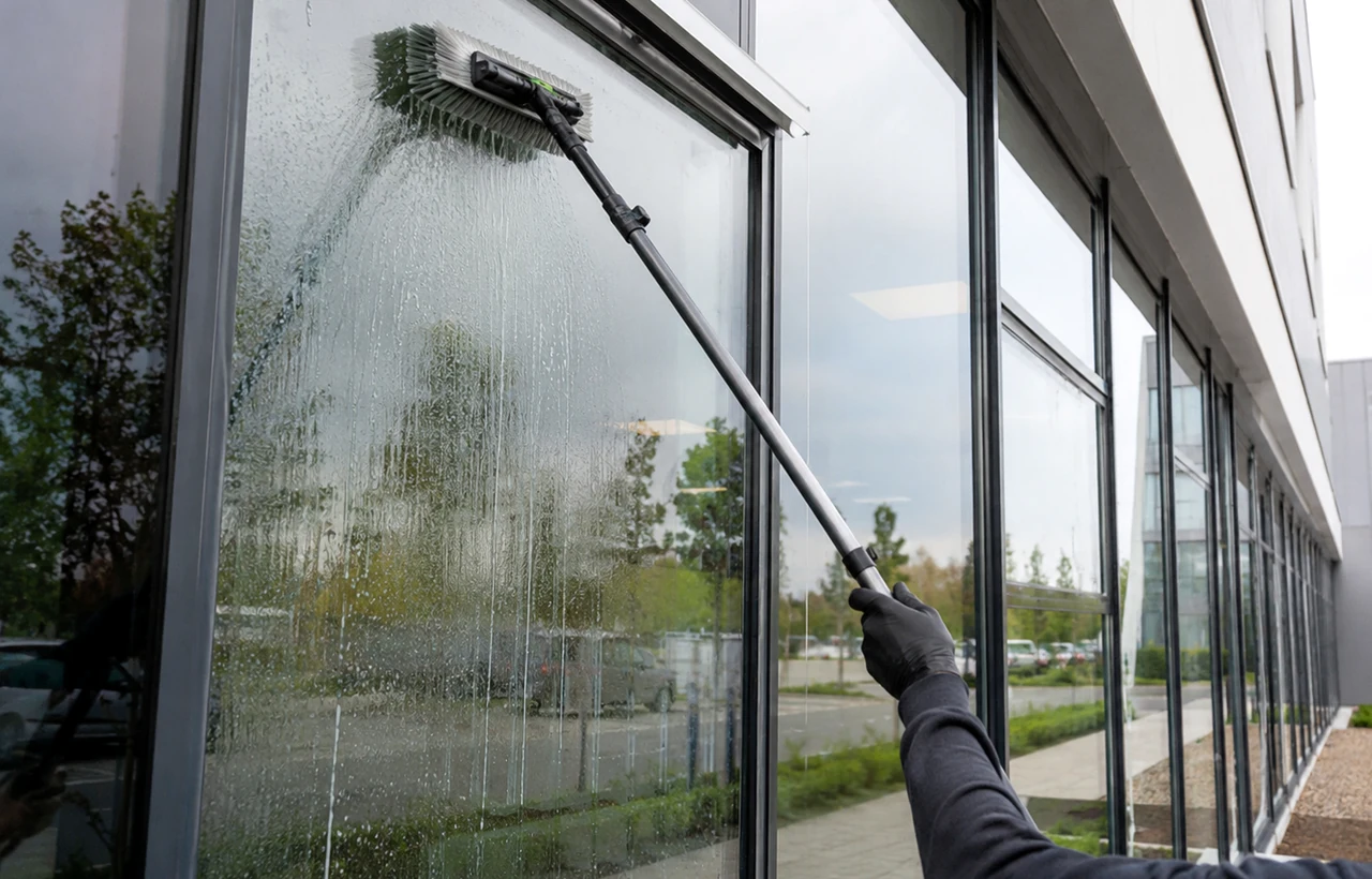 Fensterreinigung im Außenbereich