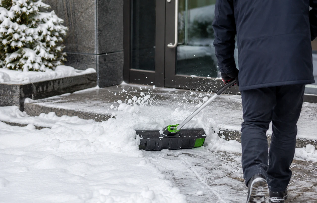 Sauberer Eingang bei winterlichem Wetter