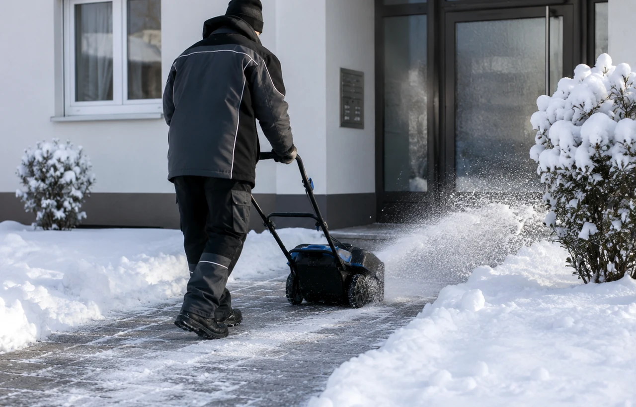 Winterdienst direkt vor dem Portal